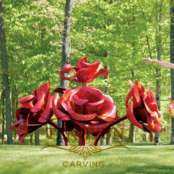 Outdoor garden decoration stainless steel flower Rose sculpture