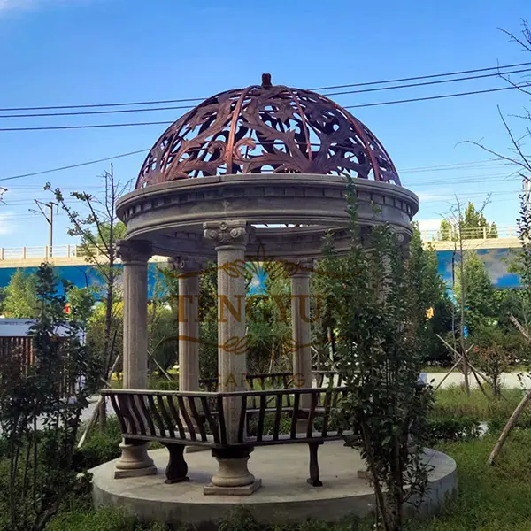 Outdoor garden decoration stone gazebo granite pavilion sculpture