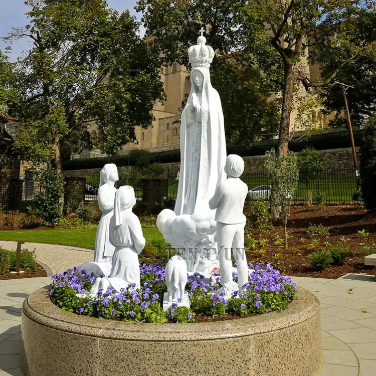 Outdoor hand carved religious life size marble our lady of fatima statues for sale