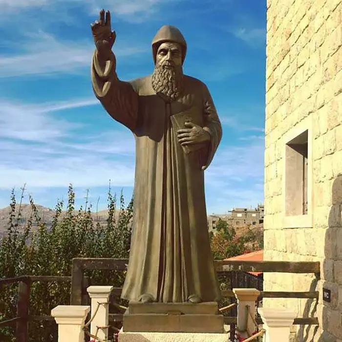 Religious Christian Life Size Bronze Saint Charbel Statue