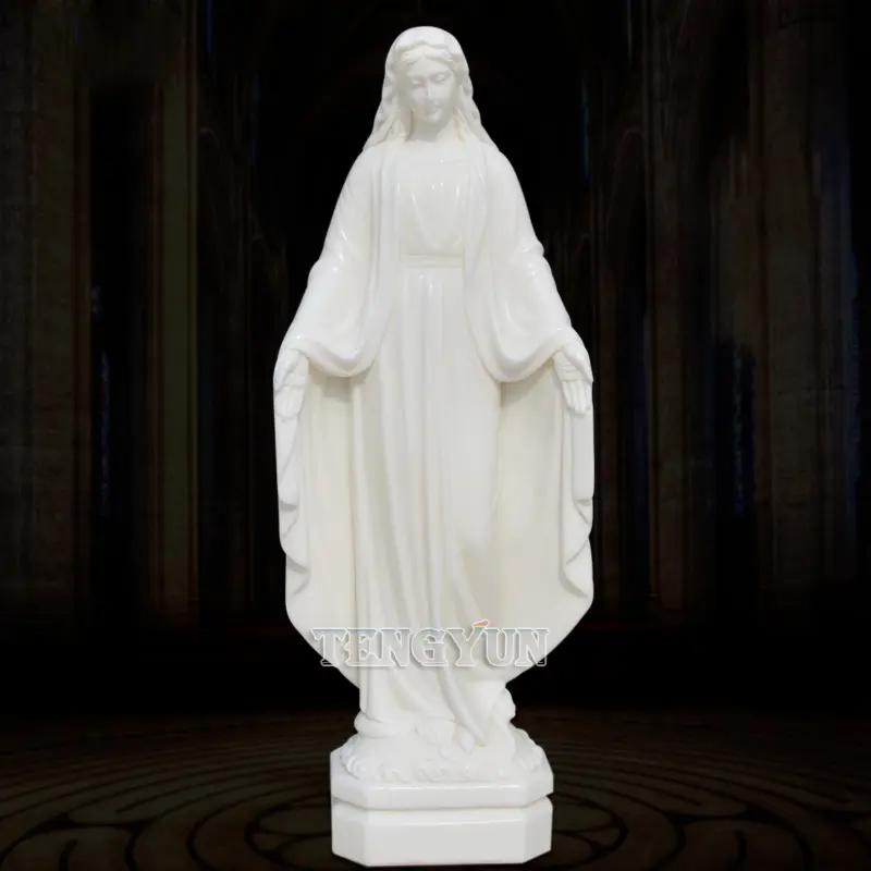 Religious Life Size Mother Virgin Mary White Marble Statue Christian Church Statues