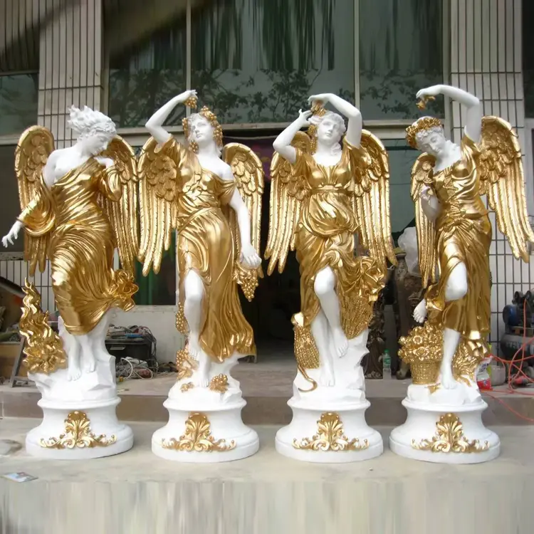 Resin Figure Ornaments Fiberglass Lady Female Angel God Four Season Statues For Sale