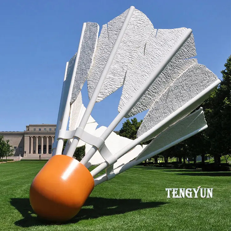 Sports Ground Decorative Large Size Metal Stainless Steel Badminton Sculpture For Sale