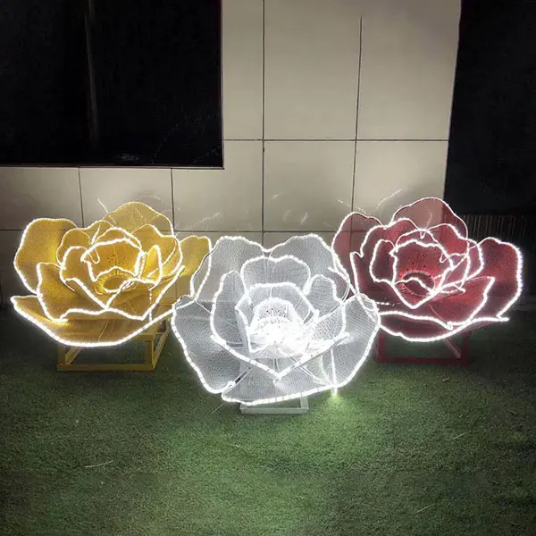 Stainless garden steel flower sculpture