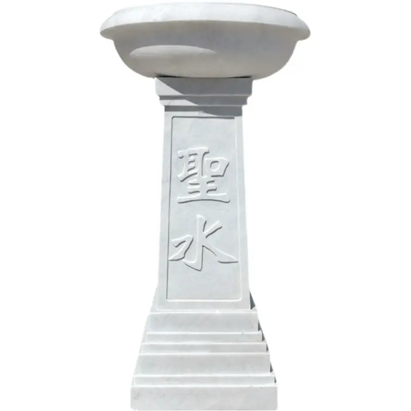 Stone Carving Holy Water Basin Marble Baptismal Font Factory Direct Holy Pool Church Religious Sculpture