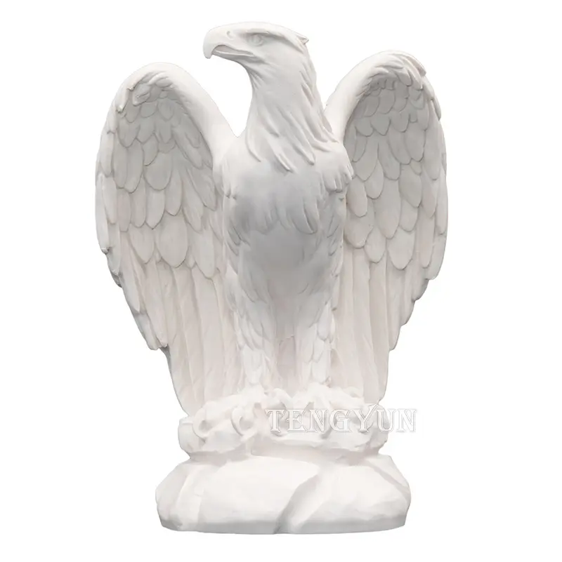 White Marble Standing Eagle Sculpture For Sale