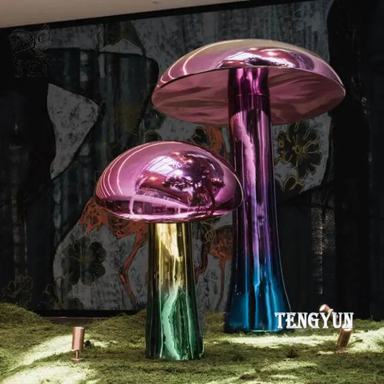 sIndoor Decorative Large Mushroom Statue Garden Plated Metal Plants Art Sculptures For Sale