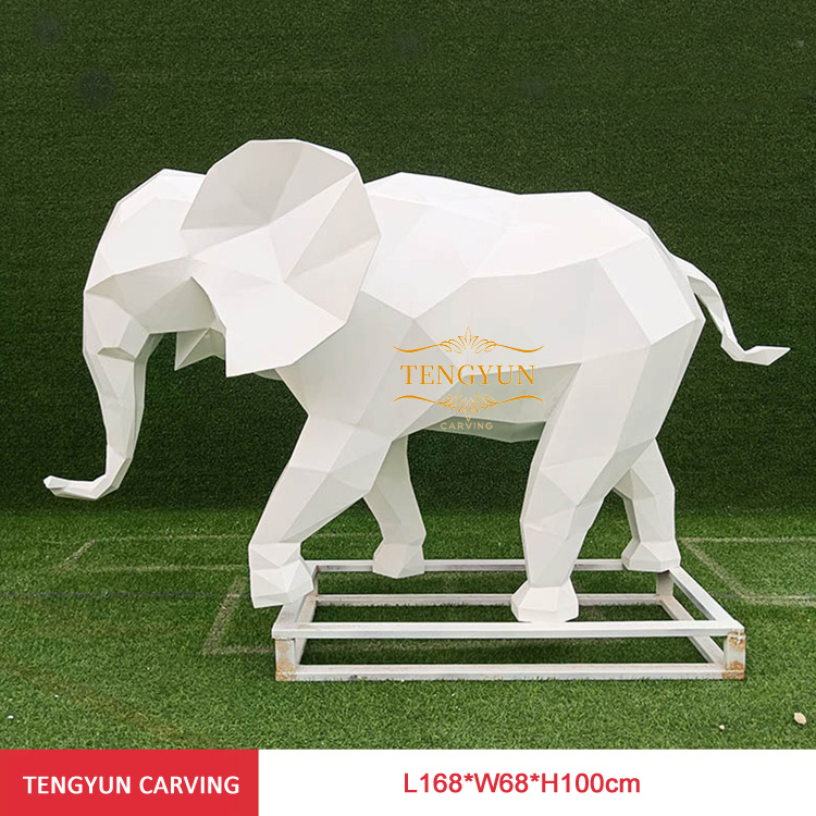 Outdoor decorative metal abstract geometric sculptures stainless steel elephant sculpture (1)