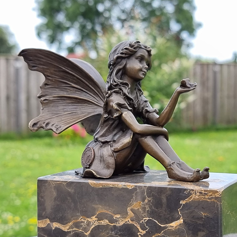 bronze little fairy statues for garden decoration(10)