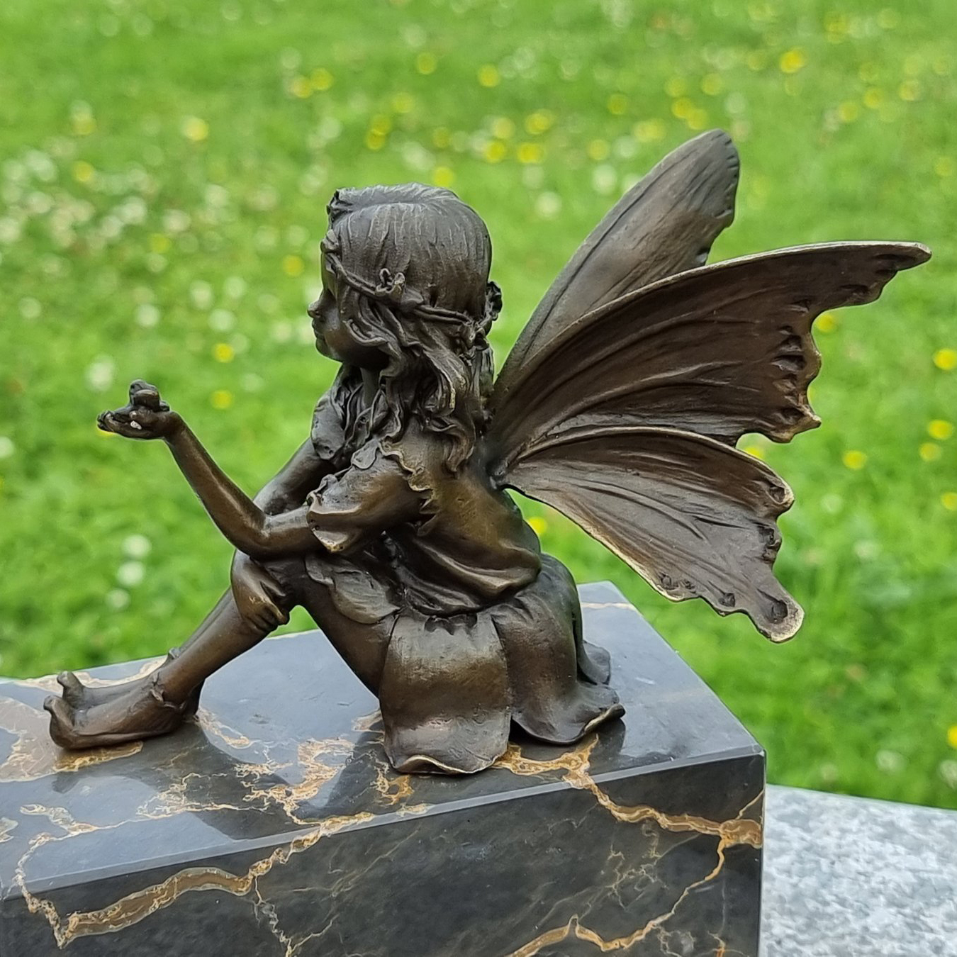 bronze little fairy statues for garden decoration(7)