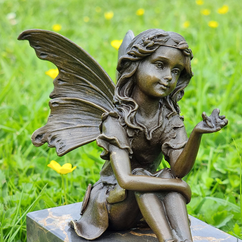 bronze little fairy statues for garden decoration(8)