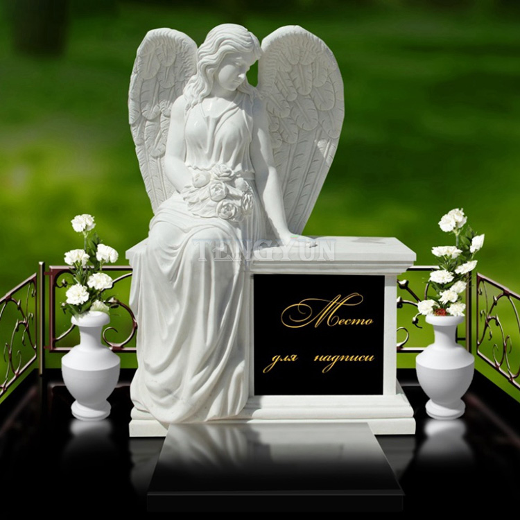 https://www.firststatue.com/cemetery-white-marble-angel-statues-stone-sitting-sad-angel-headstone-with-flowerpots-for-sale-product/