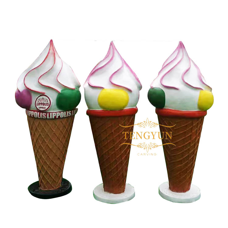Modern Fashion Design Garden Large Size Resin Fiberglass Ice-Cream Sculptures for Sale