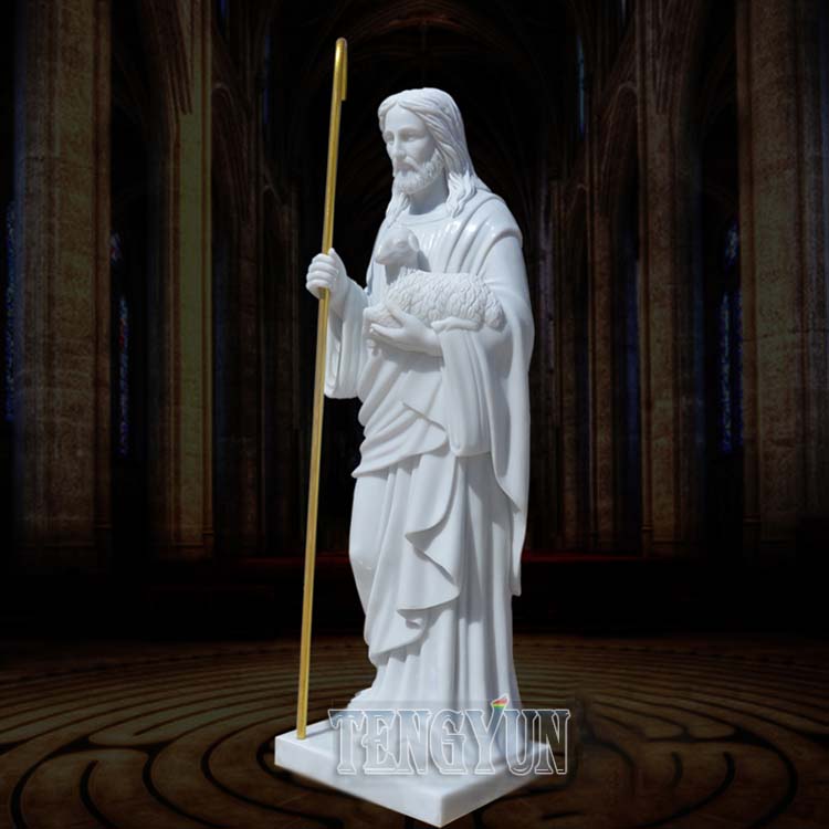 marble Jesus statue with goats (4)