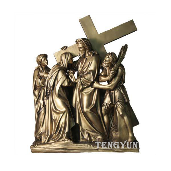bronze 14 stations of cross statues (3)
