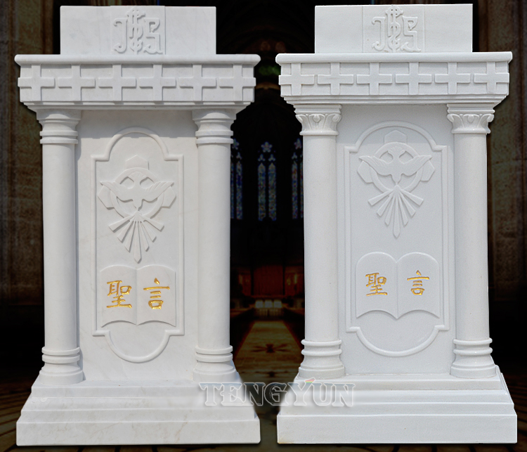 Christian Marble Altar Sculpture Catholic Stone Ambo Church Holy Desk Carvings For Sale (8)
