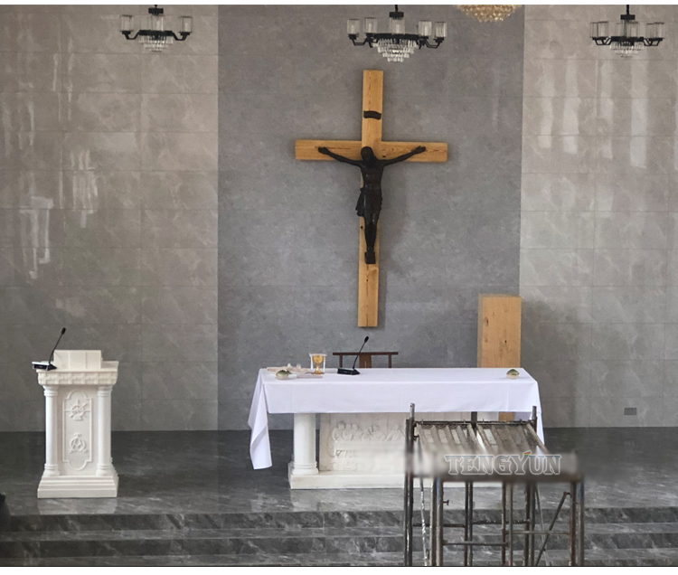 Christian Marble Altar Sculpture Catholic Stone Ambo Church Holy Desk Carvings For Sale (2)