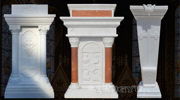 Christian Marble Altar Sculpture Catholic Stone Ambo Church Holy Desk Carvings For Sale (3)