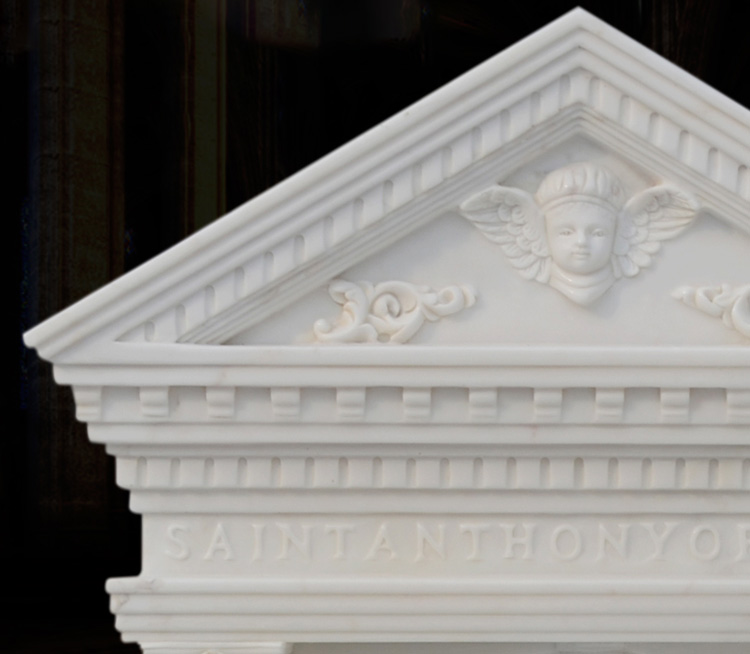 Church Decorative Large Size White Marble Corpus Cabinet Stone Sacred Reading Table Baptistery (1)