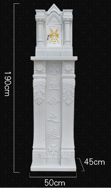 Church Decorative Large Size White Marble Corpus Cabinet Stone Sacred Reading Table Baptistery (3)