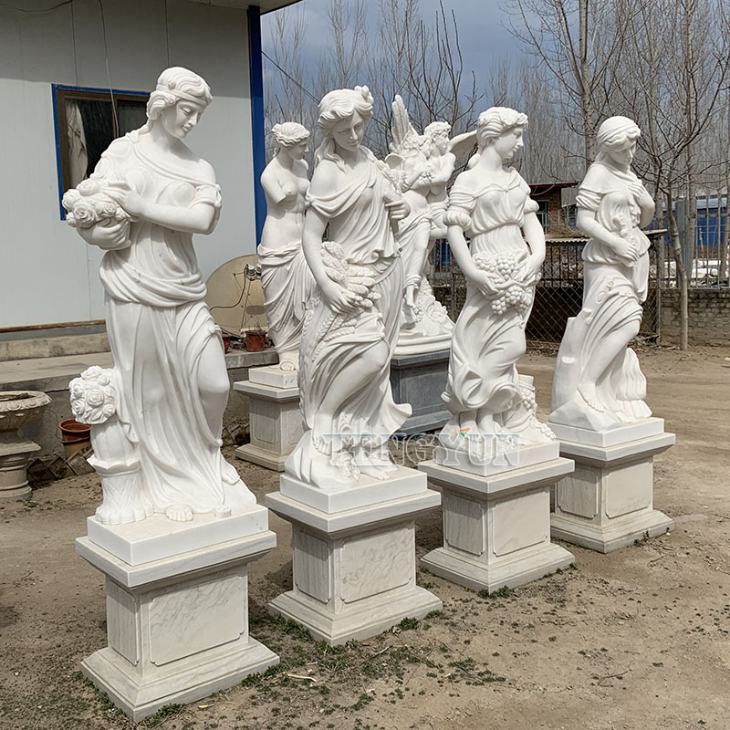 Classic Goddess Of The Four Seasons Sculpture Life-Size Set of Four Seasons Statuary Statues with Base (3)