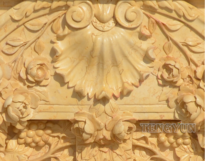 Cultured Stone Fireplace Mantel Shelf Continental Insert Egypt Beige Yellow Marble Corner Electric Fireplace (5)