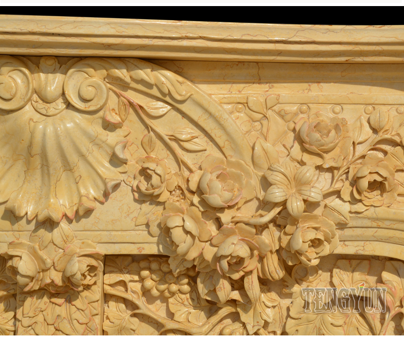 Cultured Stone Fireplace Mantel Shelf Continental Insert Egypt Beige Yellow Marble Corner Electric Fireplace (6)