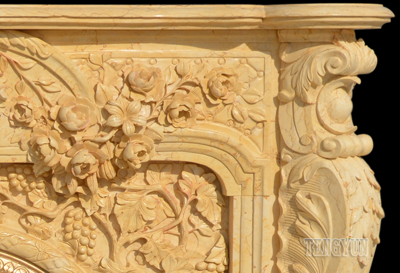 Cultured Stone Fireplace Mantel Shelf Continental Insert Egypt Beige Yellow Marble Corner Electric Fireplace (7)