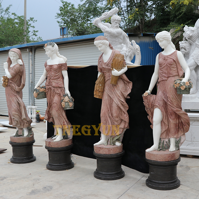 Antique Life-Size Four Seasons Goddess Marble Statues Luxury Stone Sculptures (1)