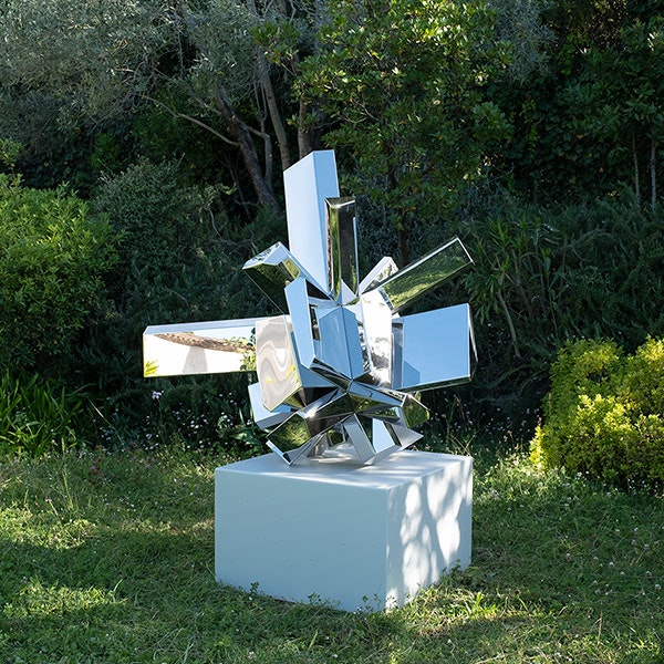 Custom Famous Sculpture Arik Levy Rock Growth Stainless Steel Mirror Polished Abstract Art Sculpture (2)