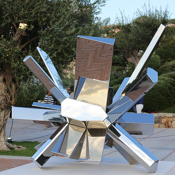 Custom Famous Sculpture Arik Levy Rock Growth Stainless Steel Mirror Polished Abstract Art Sculpture (3)