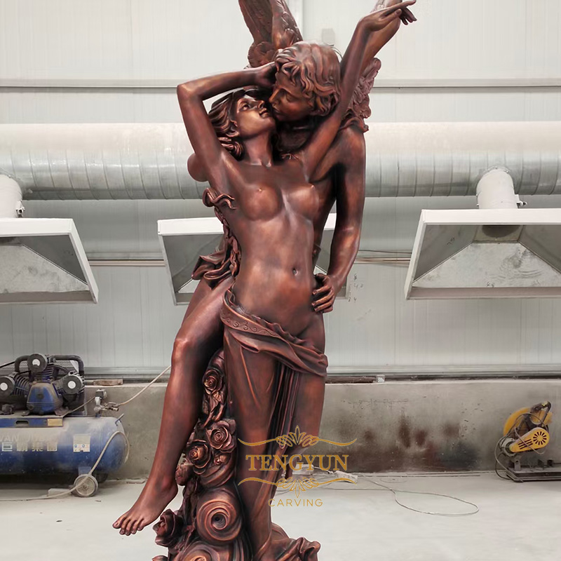 Life Size statue of angel holding woman statue beautiful indoor decor greek love kissing angel sculpture (2)