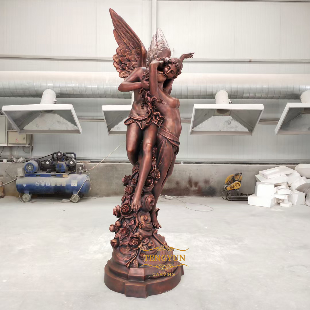 Life Size statue of angel holding woman statue beautiful indoor decor greek love kissing angel sculpture (3)