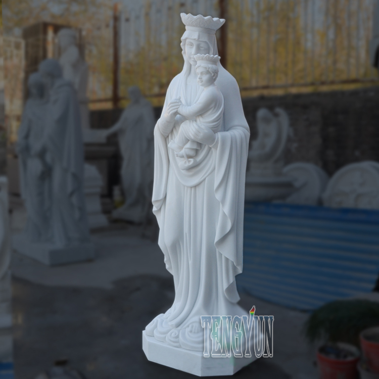 Custom Famous Stone Large Size Mama Virgin Mary With Baby Joseph Holding The Son Of God Jesus Sculpture (3)