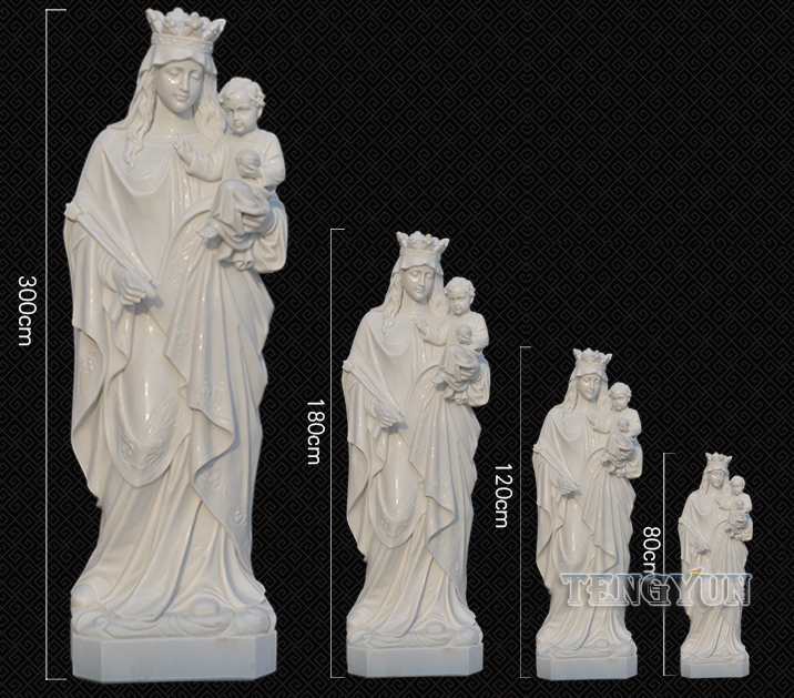 marble of mary statue with baby Jesus statue