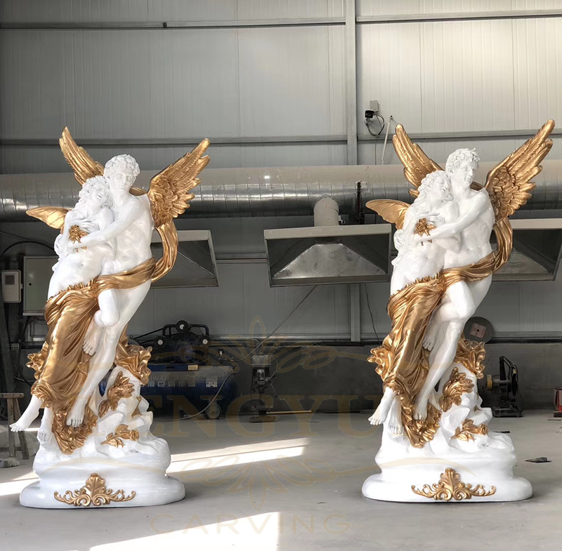 Custom Greek Cupid And Psyche Resin Statue Fiberglass Art Statue Of Love Angel Sculpture For Sale (1)