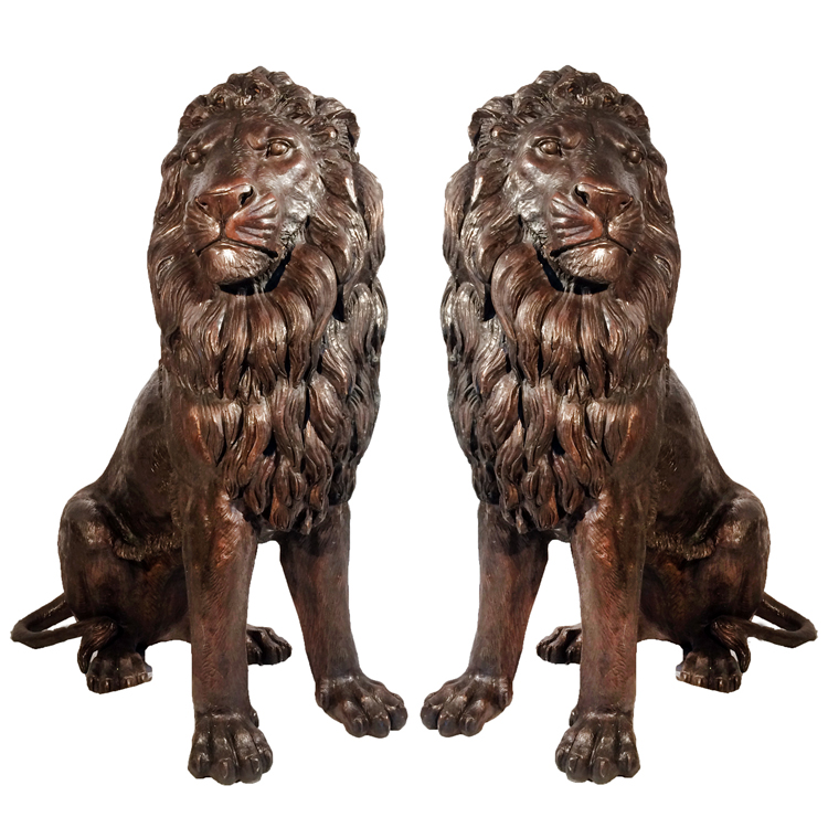 Western life size pair animal decor bronze lion statues  (5)