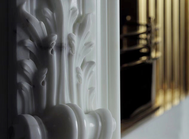 China Factory Cheap Price French Style White Marble Fireplace Mantel Indoor Antique Mantels for sale (3)