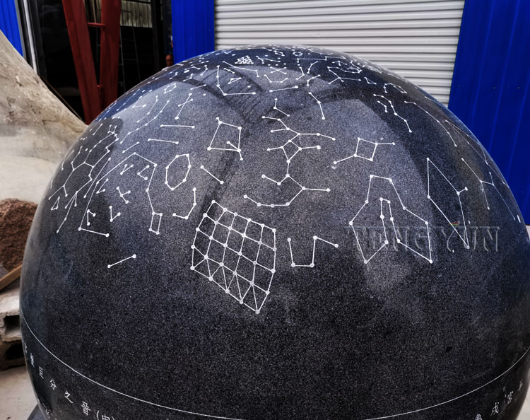 Carving surface of floating stone sphere water fountain (1)