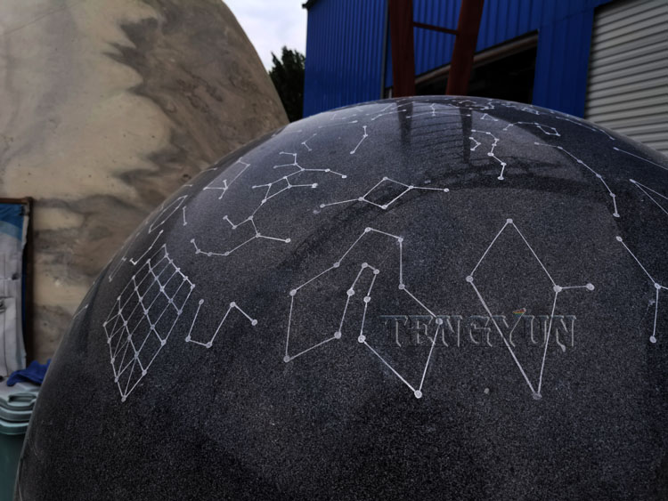 Carving surface of floating stone sphere water fountain (2)