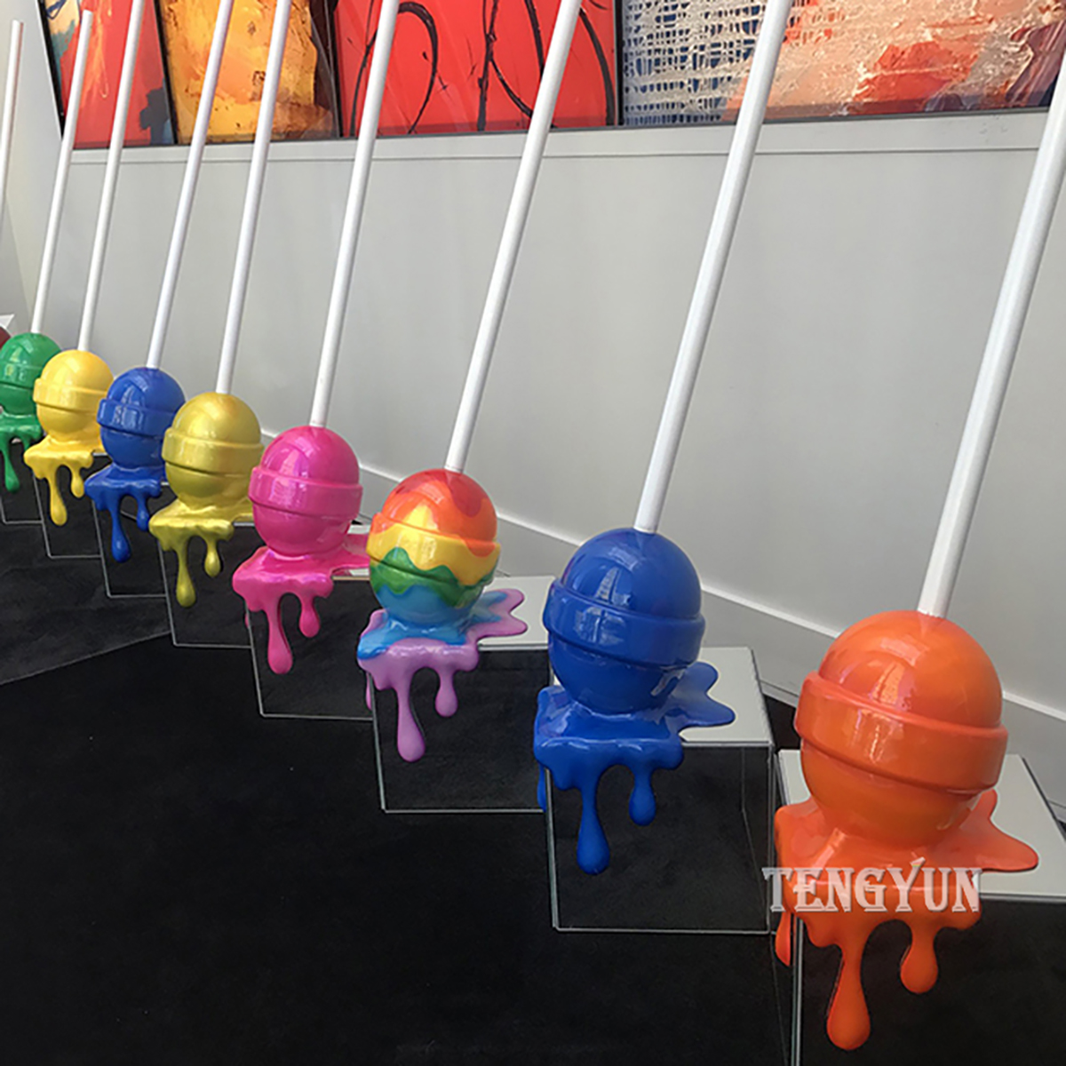 Decorative Colorful Fiberglass Lollipop Sculpture  (5) 1