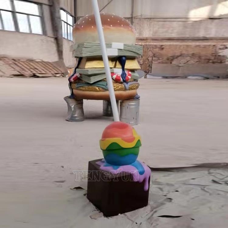 Decorative Colorful Fiberglass Lollipop Sculpture  (6)