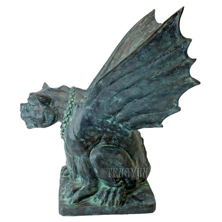 Outdoor decorative brass gargoyle sculpture winged gargoyle bronze garden statue (3)