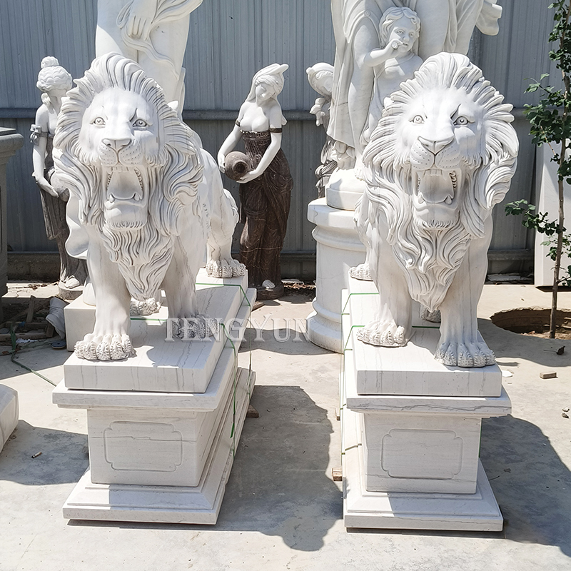 Exquisite Stone Lion Sculptures – Guardians of Tradition and Elegance (2)