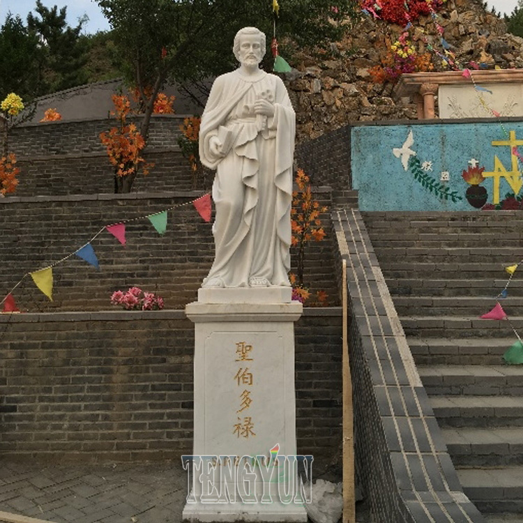 Marble sculpture of the church of the Twelve Apostles White marble sculpture of St. Paul St. Peter (1)