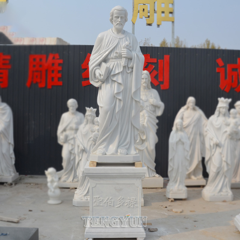Marble sculpture of the church of the Twelve Apostles White marble sculpture of St. Paul St. Peter (2)