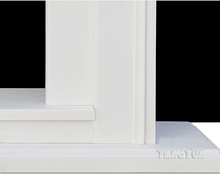 Custom Marble Fireplace American Style White Marble Lines Simple Classical Fireplace Decorative Cabinet Stone Mantel (11)