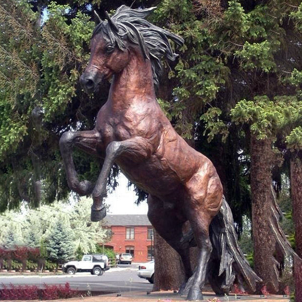 bronze rearing horse sculpture