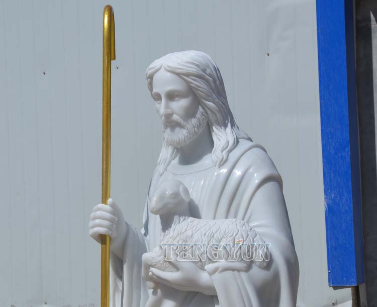 marble Jesus statue with goats (1)