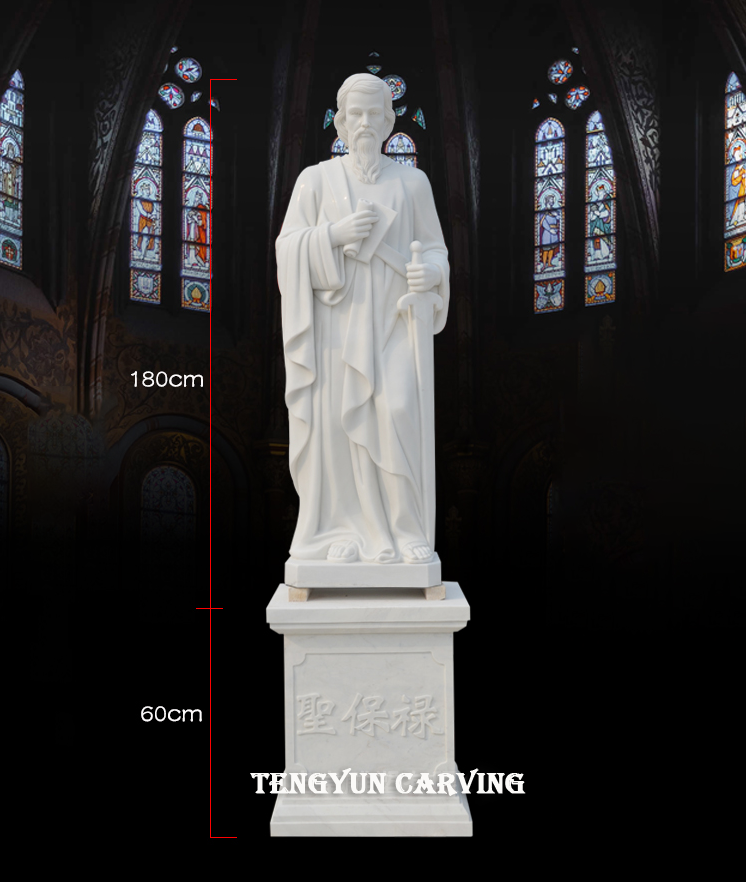Marble sculpture of the church of the Twelve Apostles White marble sculpture of St. Paul St. Peter (2)
